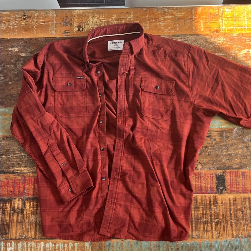 Poncho Red Plaid Button-Up Shirt